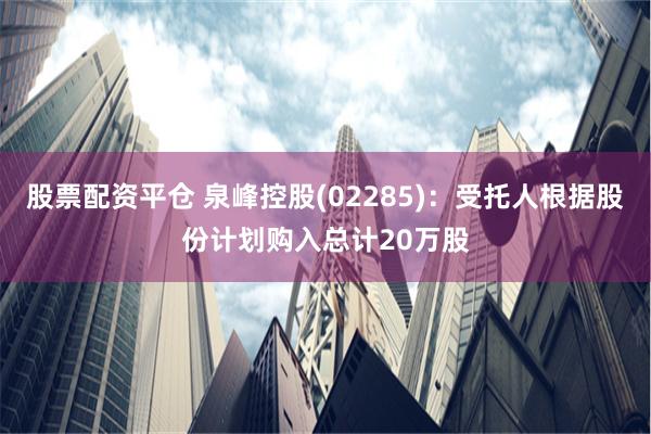 股票配资平仓 泉峰控股(02285)：受托人根据股份计划购入总计20万股